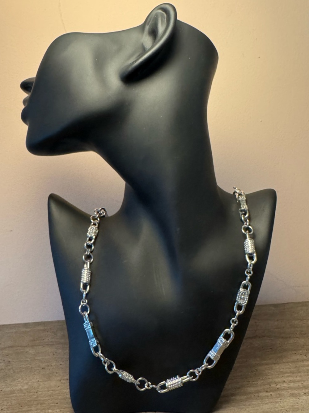 Silver Tone Link Statement Necklace